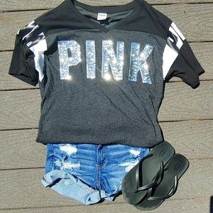 PINK Victoria's Secret Bling Short Sleeve Tee